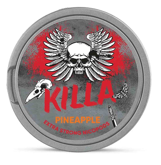 Killa Pineapple Nicotine Pouches in UK - Tropical strength with tangy pineapple flavor.