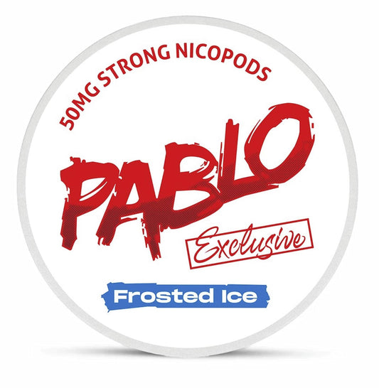 Pablo Exclusive Frosted Ice (50mg) Nicotine Pouches - Icy menthol elegance with intense strength.